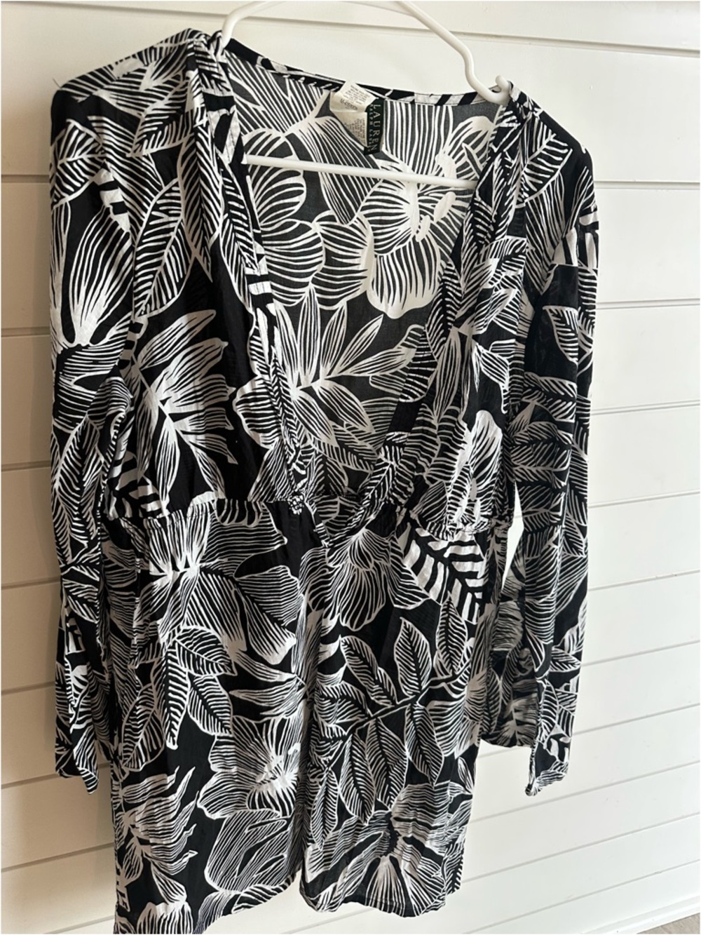 Lauren Ralph Lauren Black & White Floral Swim Coverup